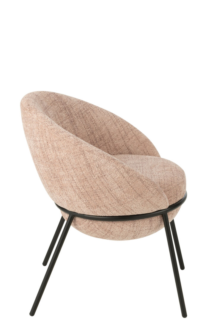 Eetkamerstoel Ijzeren Poten Lichtroze Zwart | Nieuwe Sfeer: Lichtroze stoel met zwarte ijzeren poten.