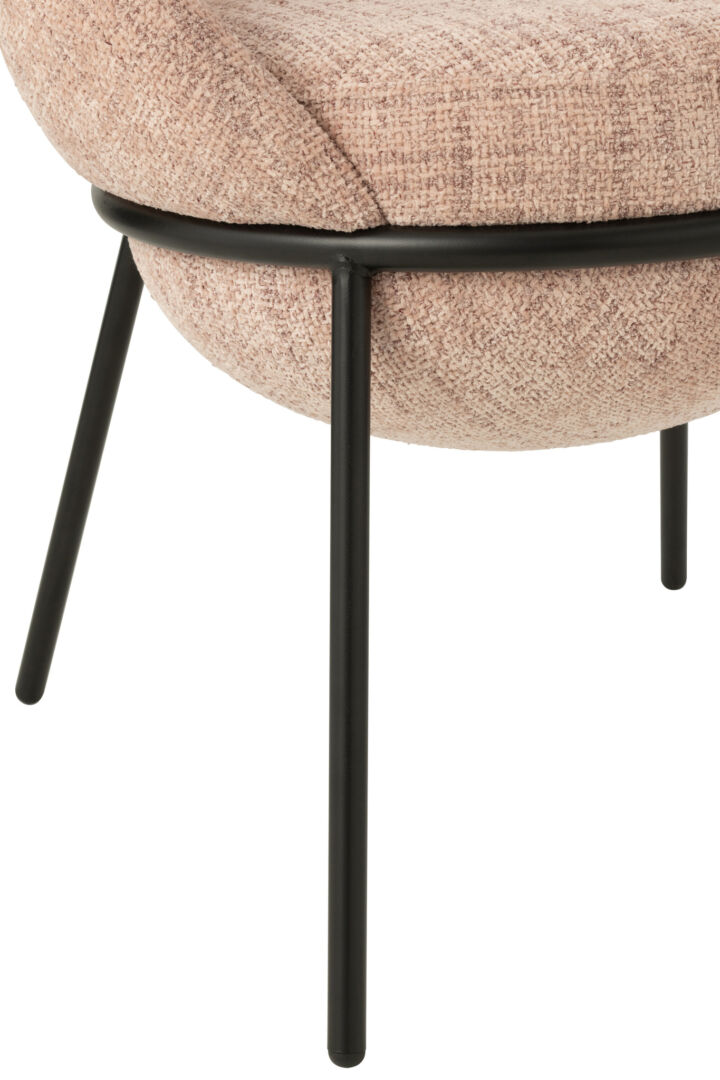 Eetkamerstoel Ijzeren Poten Lichtroze Zwart | Nieuwe Sfeer: Lichtroze stoel met zwarte ijzeren poten.