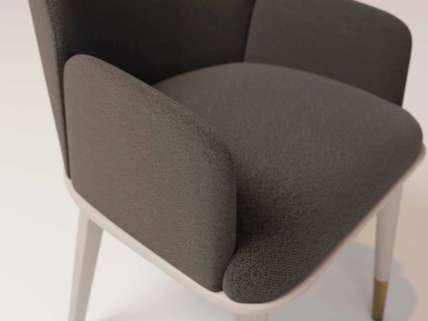 Milano Eetkamerstoel Modern Design: Grijze gestoffeerde stoel met licht houten frame voor een nieuwe sfeer.