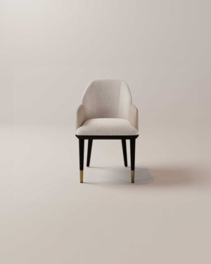 Milano Lux Eetkamerstoel Metaal Bouclé | Nieuwe Sfeer: Stijlvolle eetkamerstoel met bouclé bekleding en metalen poten.