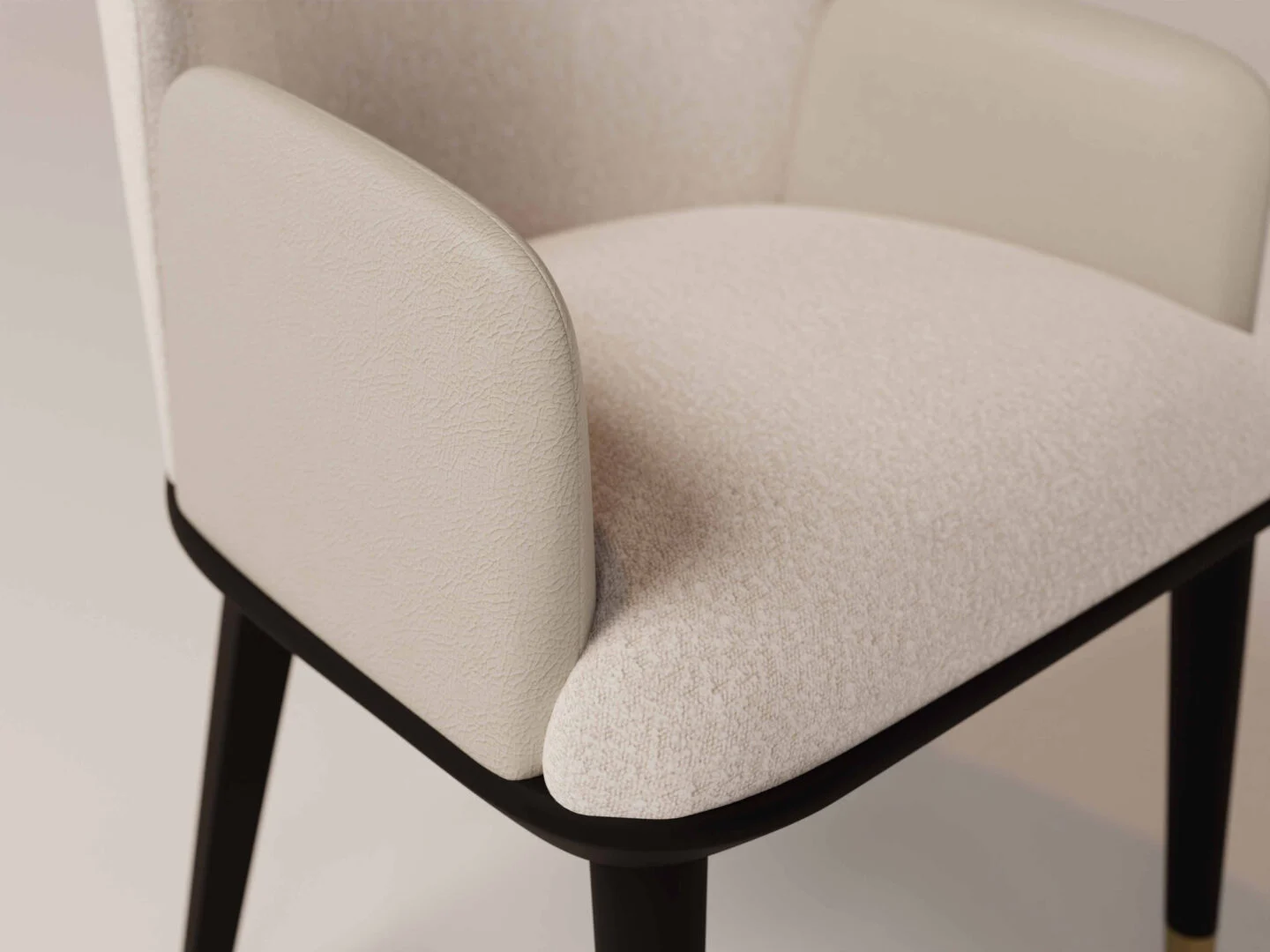Milano Lux Eetkamerstoel Metaal Bouclé: Close-up van de luxe eetkamerstoel.