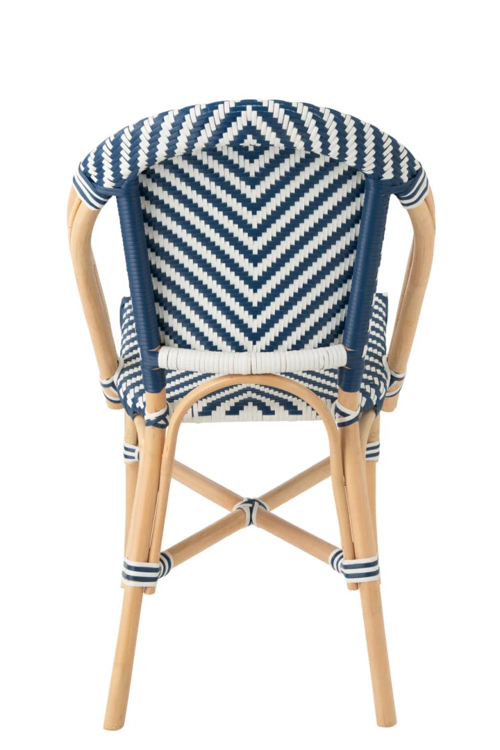 Eetkamerstoel Geo Rotan Blauw Wit: blauw-witte rotan stoel van Nieuwe Sfeer.