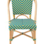 Eetkamerstoel Geo Geel Rotan Armloos: blauw-gele rotan stoel van Nieuwe Sfeer.