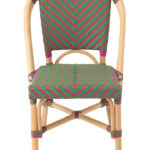 Eetkamerstoel Geo Roze Rotan Armloos: Groen en roze geweven stoel van Nieuwe Sfeer.