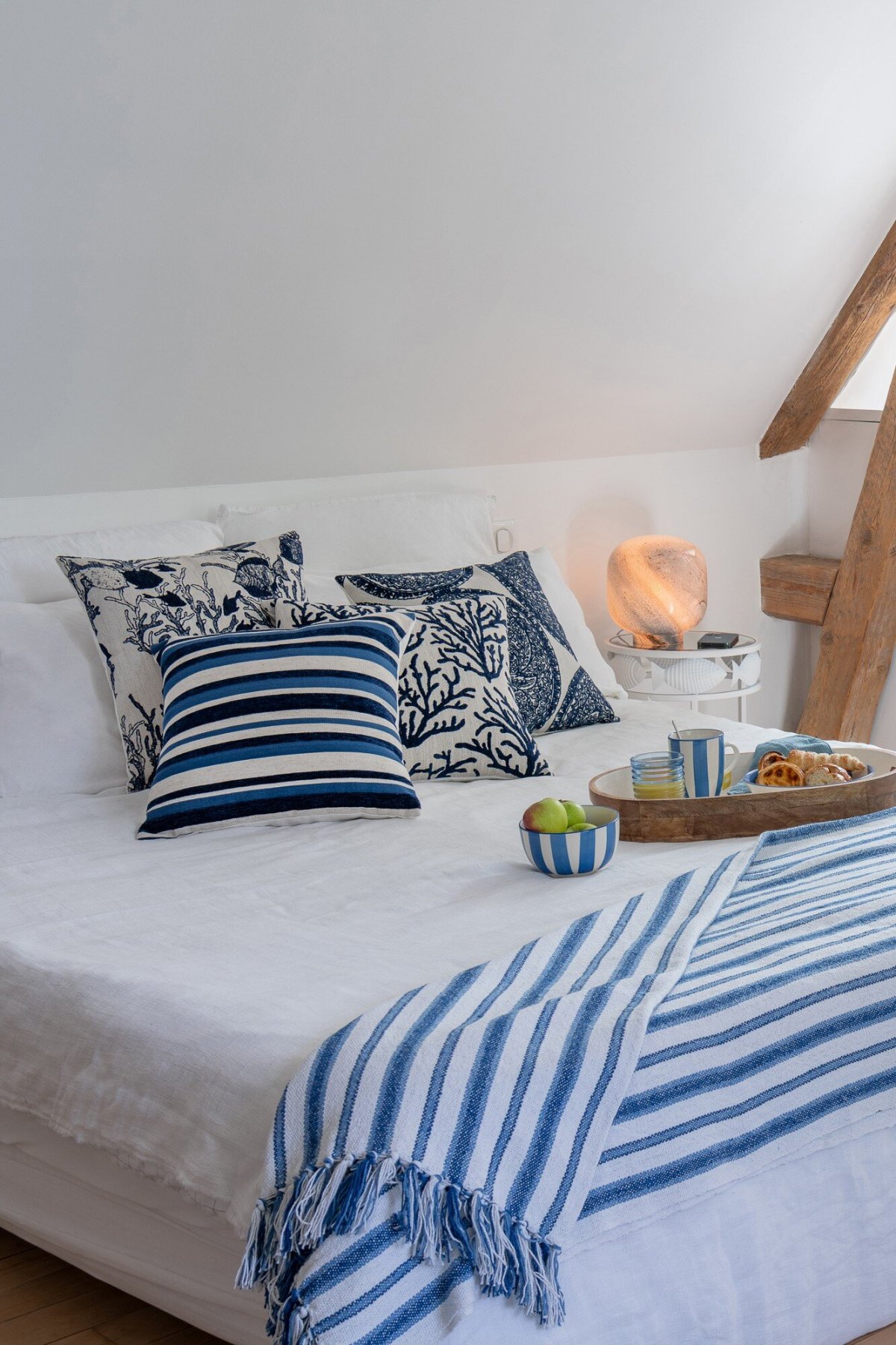 Kussen Rauntonte 45X45 blauw linnen - Afbeelding 4
