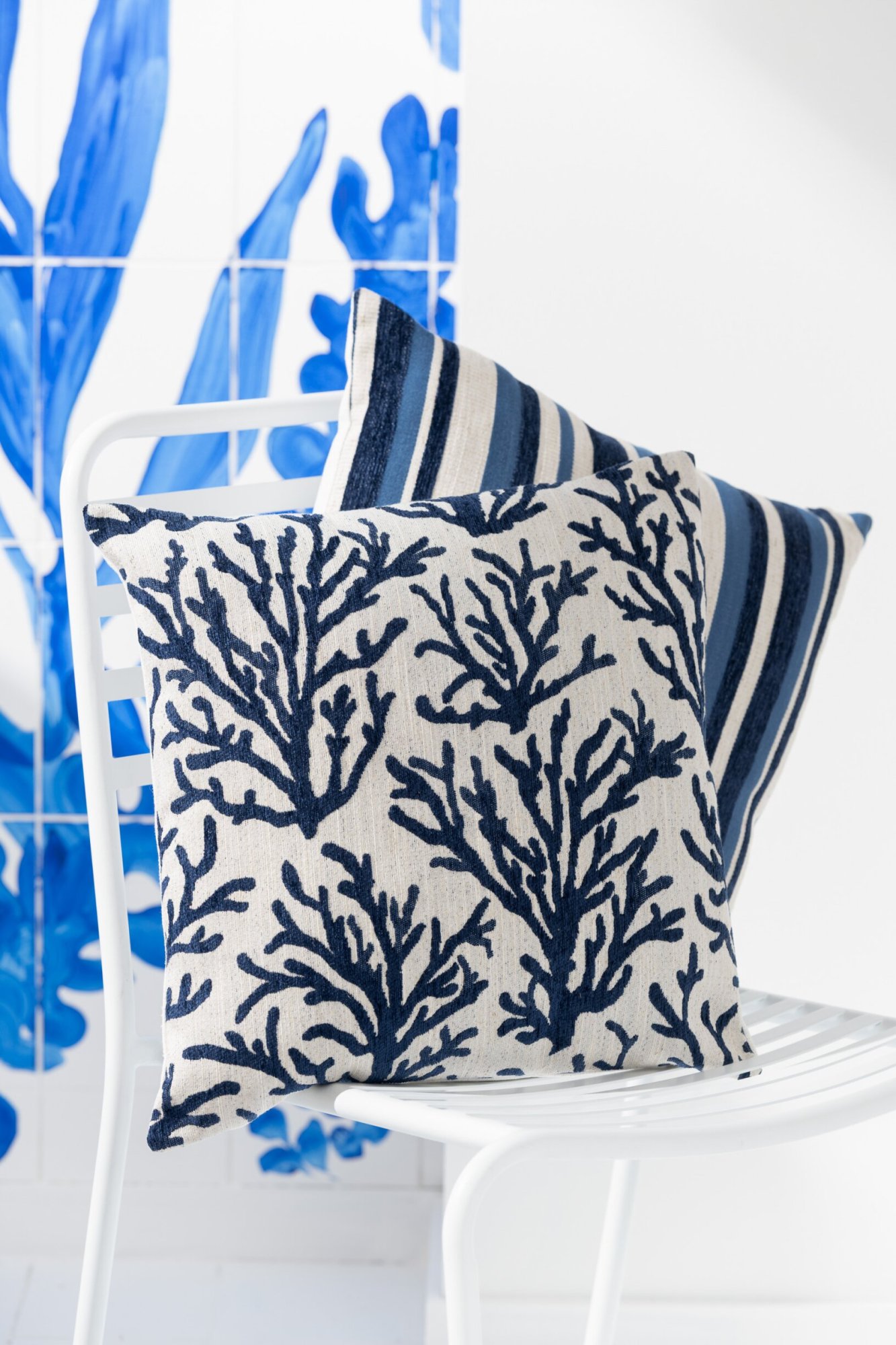 Kussen Rauntonte 45X45 blauw linnen - Afbeelding 5