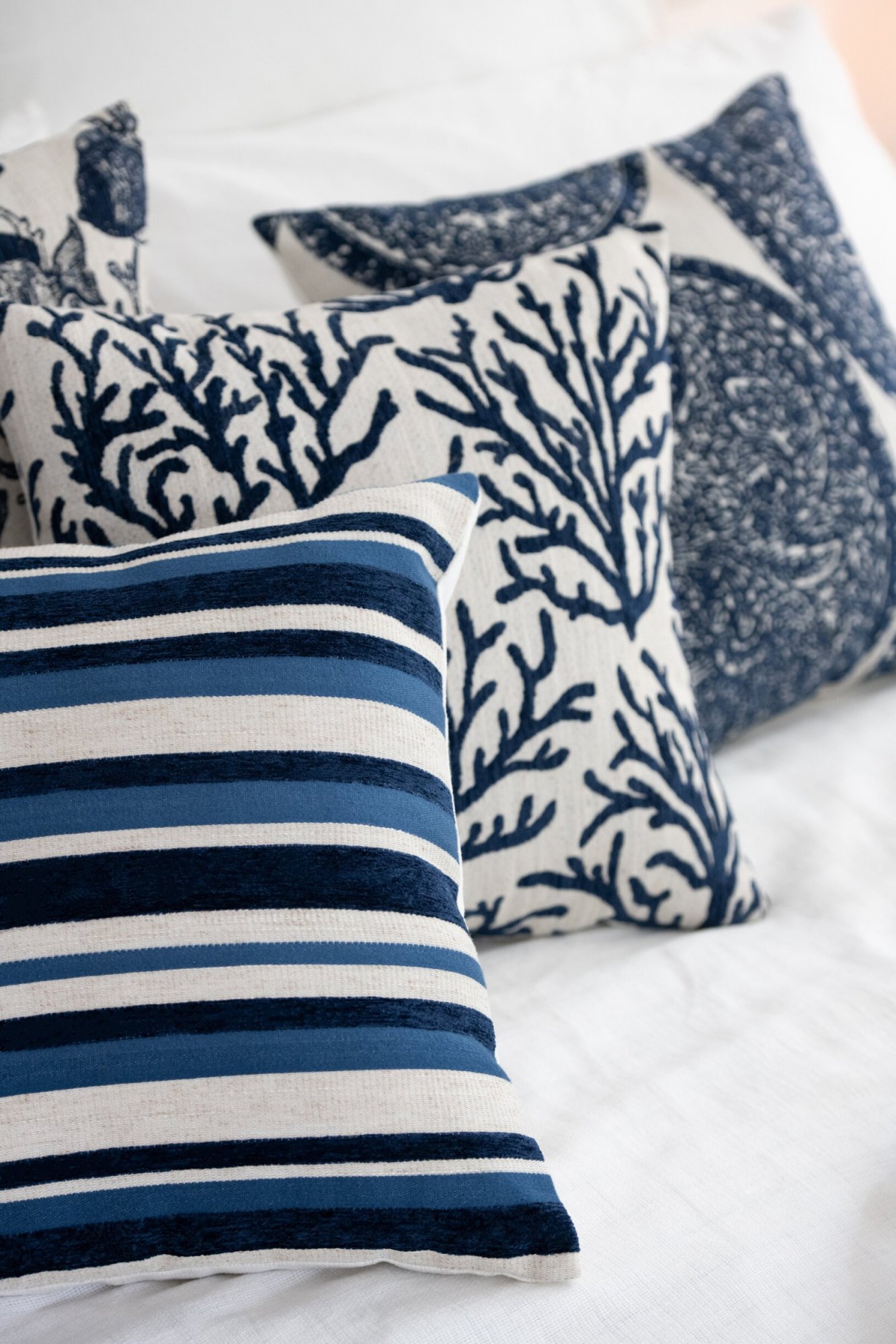 Kussen Rauntonte 45X45 blauw linnen - Afbeelding 6