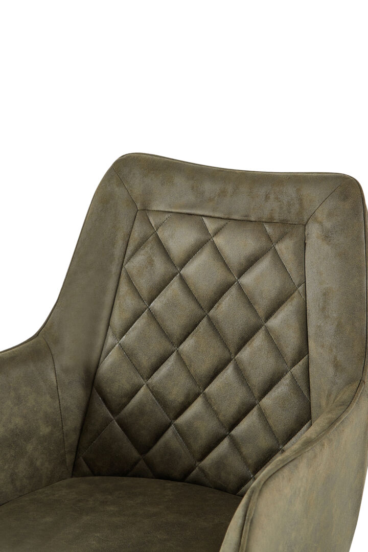 Eetkamerstoel Aeron 100 Groen Draaibaar: groene eetkamerstoel met diamantpatroon rugleuning.