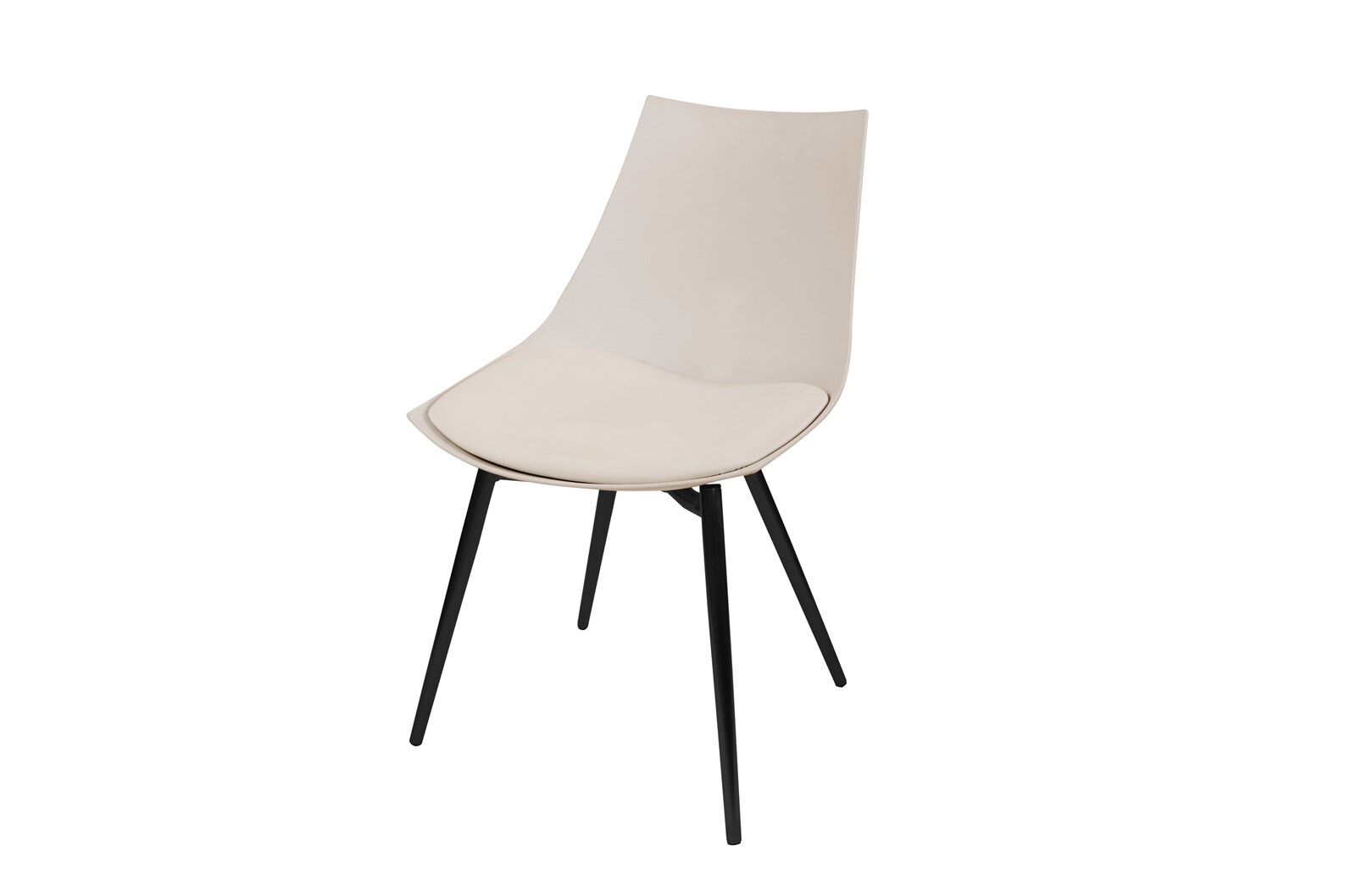 Stoel Dakota Beige Zwart set van 4 | Nieuwe Sfeer: beige stoel met zwarte poten.