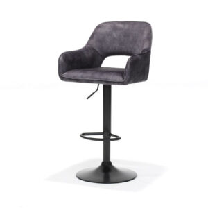 Katy Barkruk Aurora Antraciet Stof: Grijze velvet barkruk met zwarte voet van Nieuwe Sfeer.