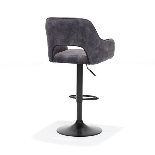 Katy Barkruk Aurora Antraciet Stof: Grijze barkruk met zwarte voet van Nieuwe Sfeer.