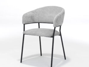 Liam Armstoel Lichtgrijs Stof: Stijlvolle lichtgrijze armstoel met zwart metalen frame.