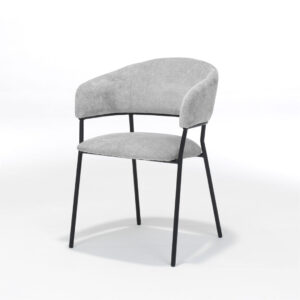 Liam Armstoel Lichtgrijs Stof: Stijlvolle lichtgrijze armstoel met zwart metalen frame.
