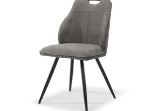 Eetkamerstoel Antraciet Retro Bliss van Nieuwe Sfeer: grijze stoel met zwart metalen poten.