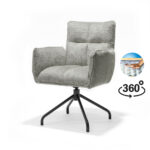 Nova Armstoel Grijs: Draaibare fauteuil met zwart frame en comfortabele zitting