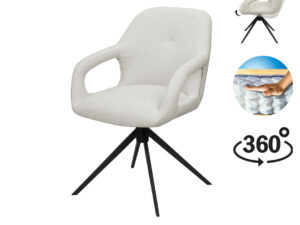 Move Armstoel Champignon Relax 360°: Lichtgrijze fauteuil met zwarte draaivoet.