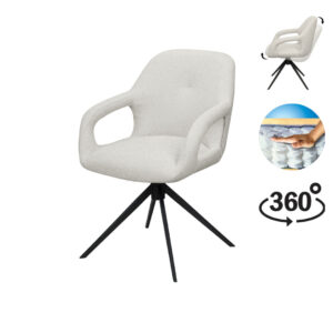 Move Armstoel Champignon Relax 360°: Lichtgrijze fauteuil met zwarte draaivoet.
