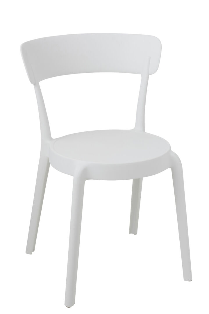 Kurt Eetkamerstoel Polypropyleen Wit: Witte kunststof eetkamerstoel met gebogen rugleuning van Nieuwe Sfeer.