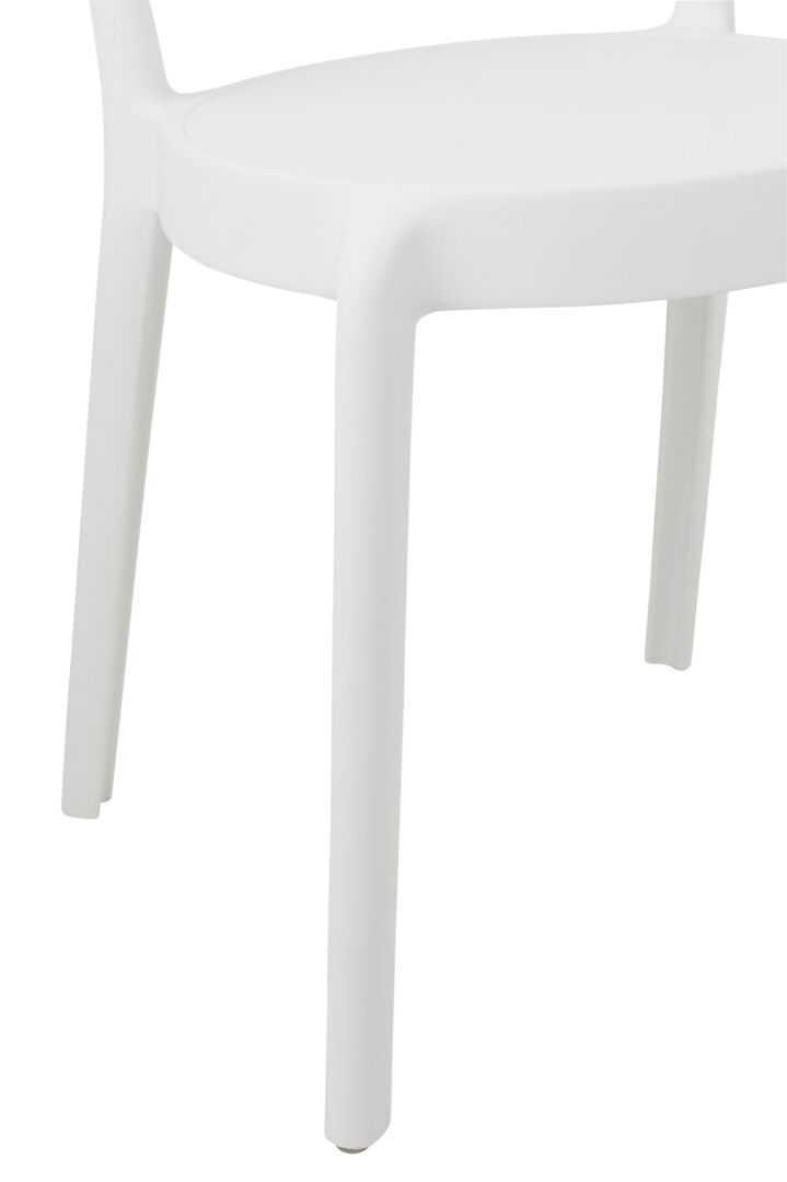 Kurt Eetkamerstoel Polypropyleen Wit: Detail van de witte kunststof stoelpoten en zitting