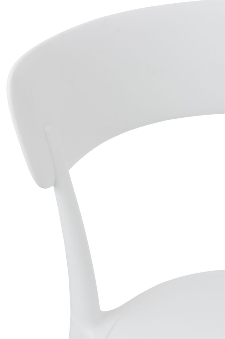 Kurt Eetkamerstoel Polypropyleen Wit: Detailopname van de witte rugleuning.