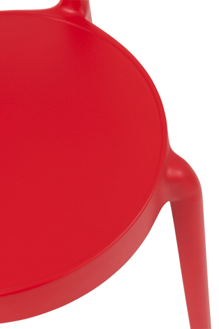 Kurt Eetkamerstoel Polypropyleen Rood: Detailopname van de rode zitting.