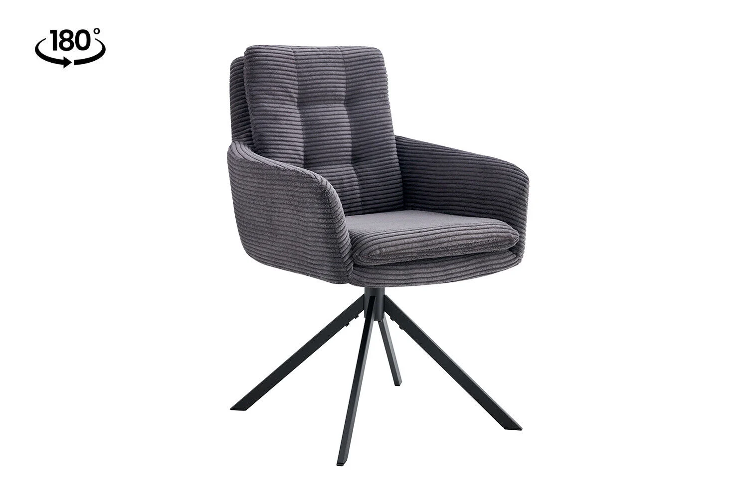 Stoel Luna Draaibaar Grijs Corduroy: Draaibare grijze corduroy stoel van Nieuwe Sfeer.