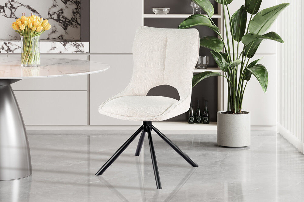Eetkamerstoel Mori Beige Draaibaar: stijlvolle draaistoel voor een nieuwe sfeer in de eetkamer.