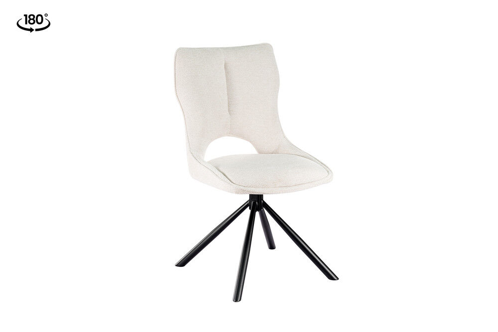 Eetkamerstoel Mori Beige Draaibaar van Nieuwe Sfeer: beige eetkamerstoel met draaibaar onderstel.