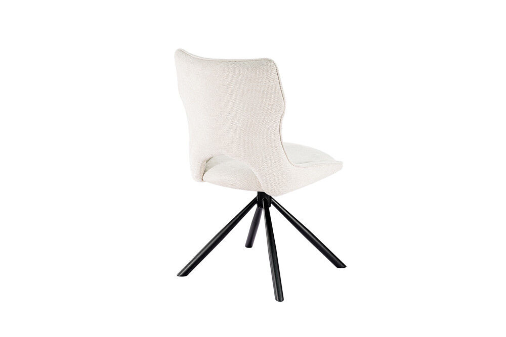 Eetkamerstoel Mori Beige Draaibaar: Beige stoffen eetkamerstoel met zwart draaibaar onderstel | Nieuwe Sfeer