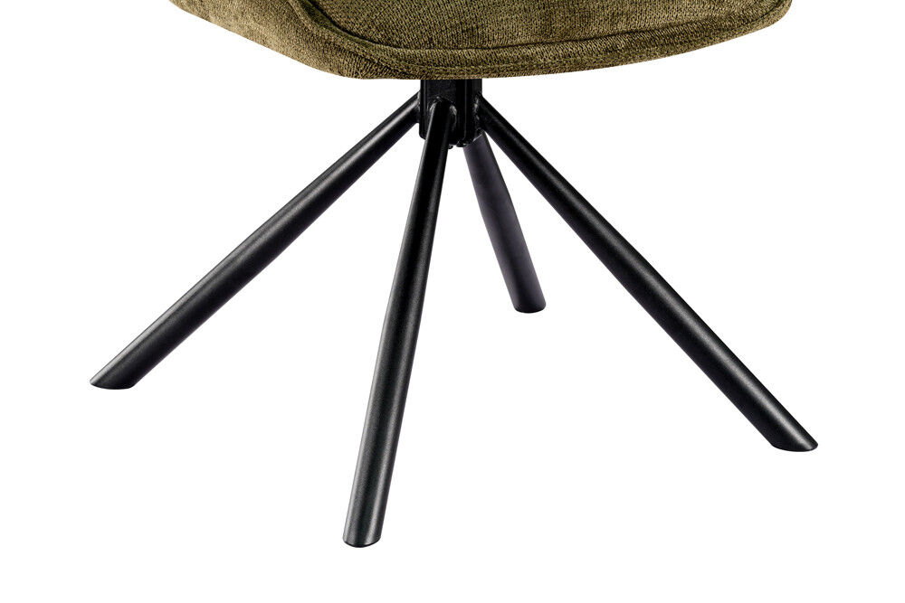 Eetkamerstoel Mori Groen Draaibaar: Detail van de zwarte metalen poten.