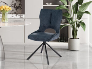 Eetkamerstoel Mori Blauw Draaibaar | Nieuwe Sfeer: Blauwe draaibare eetkamerstoel met modern design.