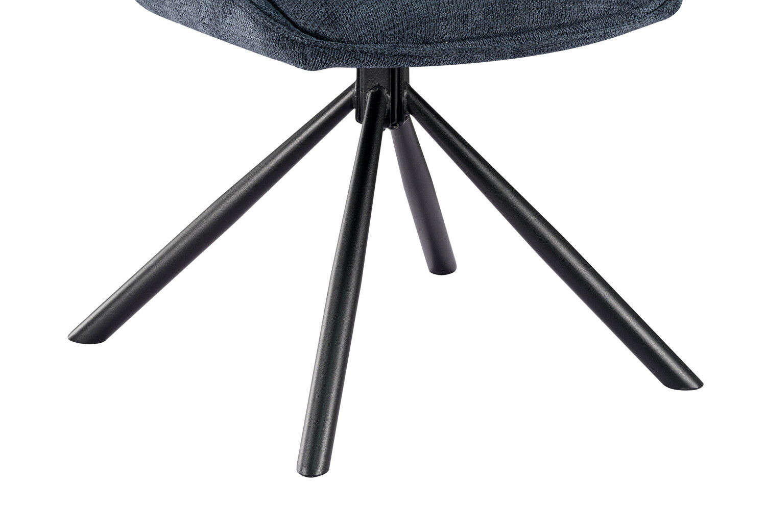 Detail van de metalen poten van de Eetkamerstoel Mori Blauw Draaibaar van Nieuwe Sfeer.