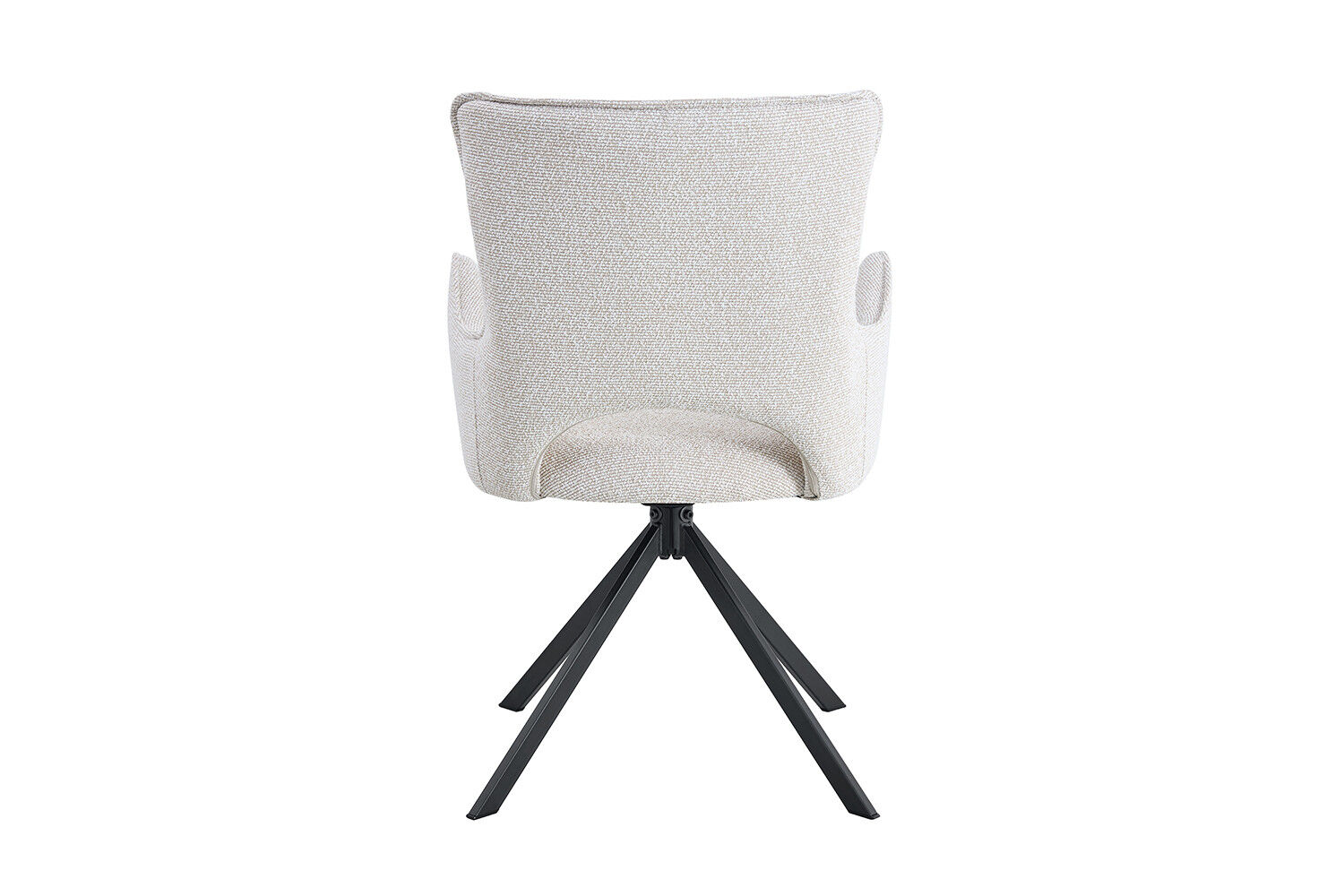 Eetkamerstoel Billy Ecru Draaibaar: ecru stoffen stoel met zwarte poten