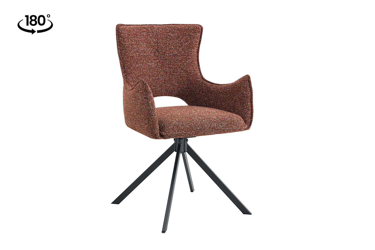 Eetkamerstoel Billy Rood Stof Draaibaar: rode stoffen eetkamerstoel met draaivoet voor een nieuwe sfeer.