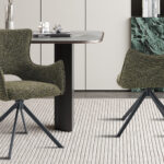 Eetkamerstoel Billy Groen Draaibaar | Nieuwe Sfeer, groene draaibare eetkamerstoel met metalen poten.