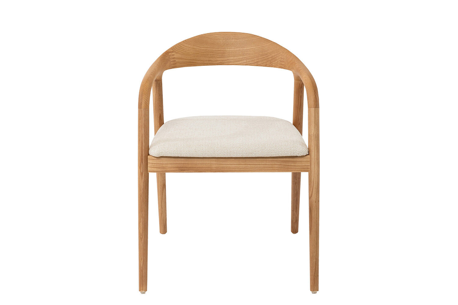 Eetkamerstoel Claire Essenhout Naturel Beige | Nieuwe Sfeer: Houten stoel met beige stoffen zitting.