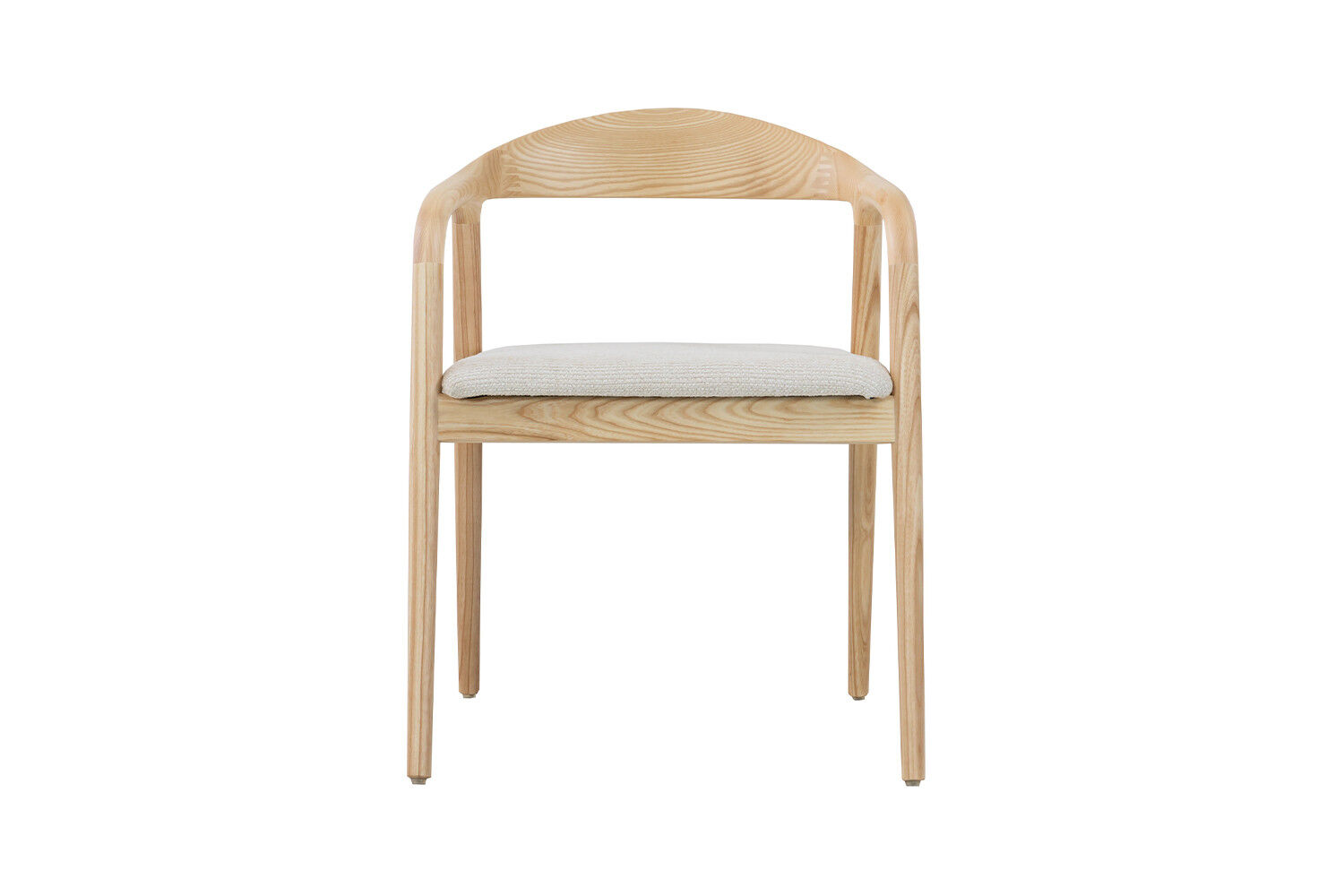 Eetkamerstoel Claire Essenhout Naturel Beige: Houten stoel met een licht beige stoffen zitting van Nieuwe Sfeer.