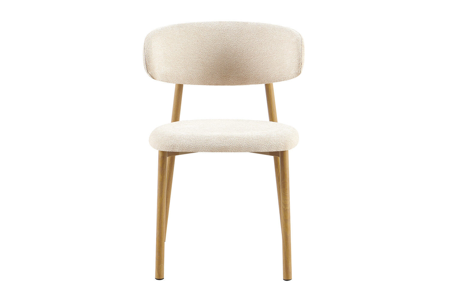 Eetkamerstoel Coco Naturel Metaal Beige | Nieuwe Sfeer: beige stoffen stoel met metalen poten.