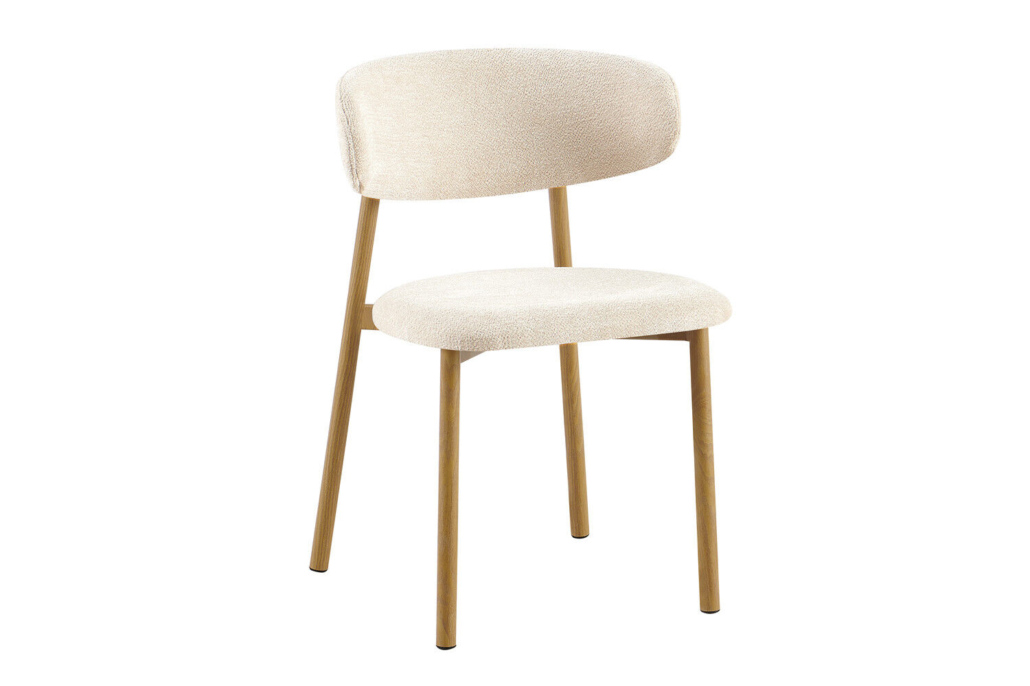 Eetkamerstoel Coco Naturel Metaal Beige van Nieuwe Sfeer: beige gestoffeerde stoel met houten poten.