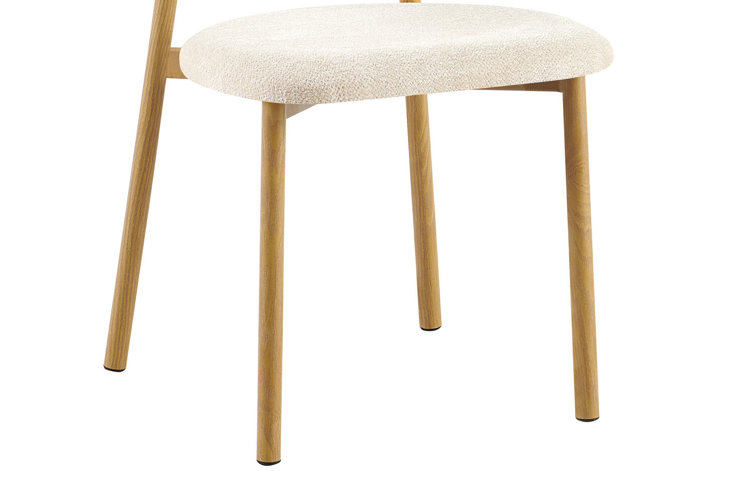 Eetkamerstoel Coco Naturel Metaal Beige: Stoel met beige zitting en natuurlijke houten poten.