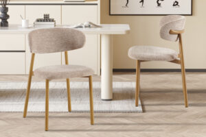 Eetkamerstoel Coco Naturel Metaal Zand: gestoffeerde stoelen met metalen poten