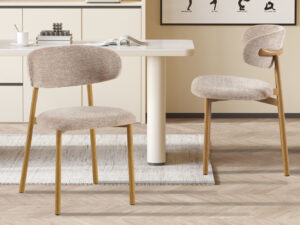 Eetkamerstoel Coco Naturel Metaal Zand: gestoffeerde stoelen met metalen poten
