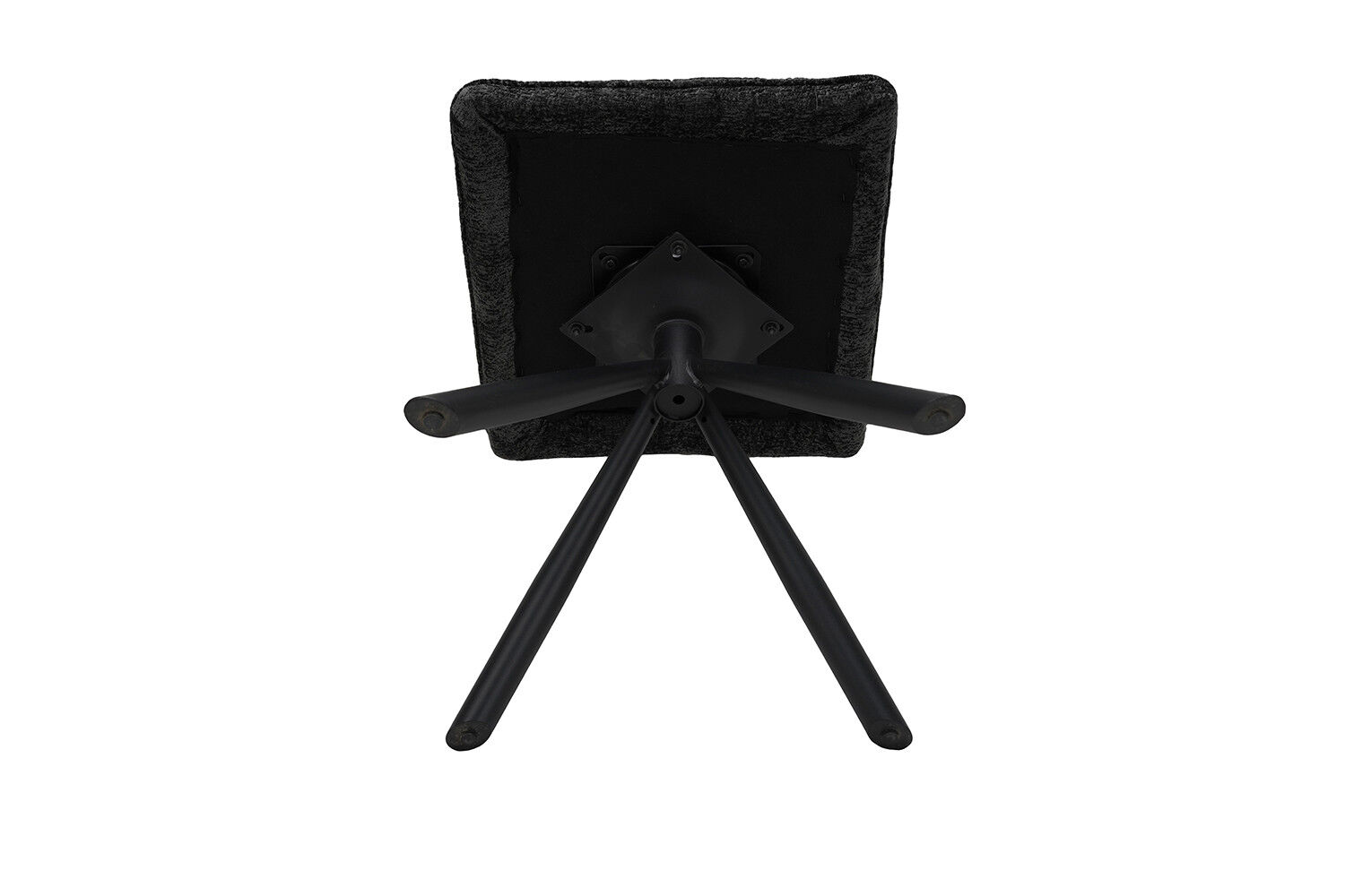 Stoel Jack Draaibaar Donkergrijs Stof, gezien van onderen. De stoel heeft een draaibare voet.