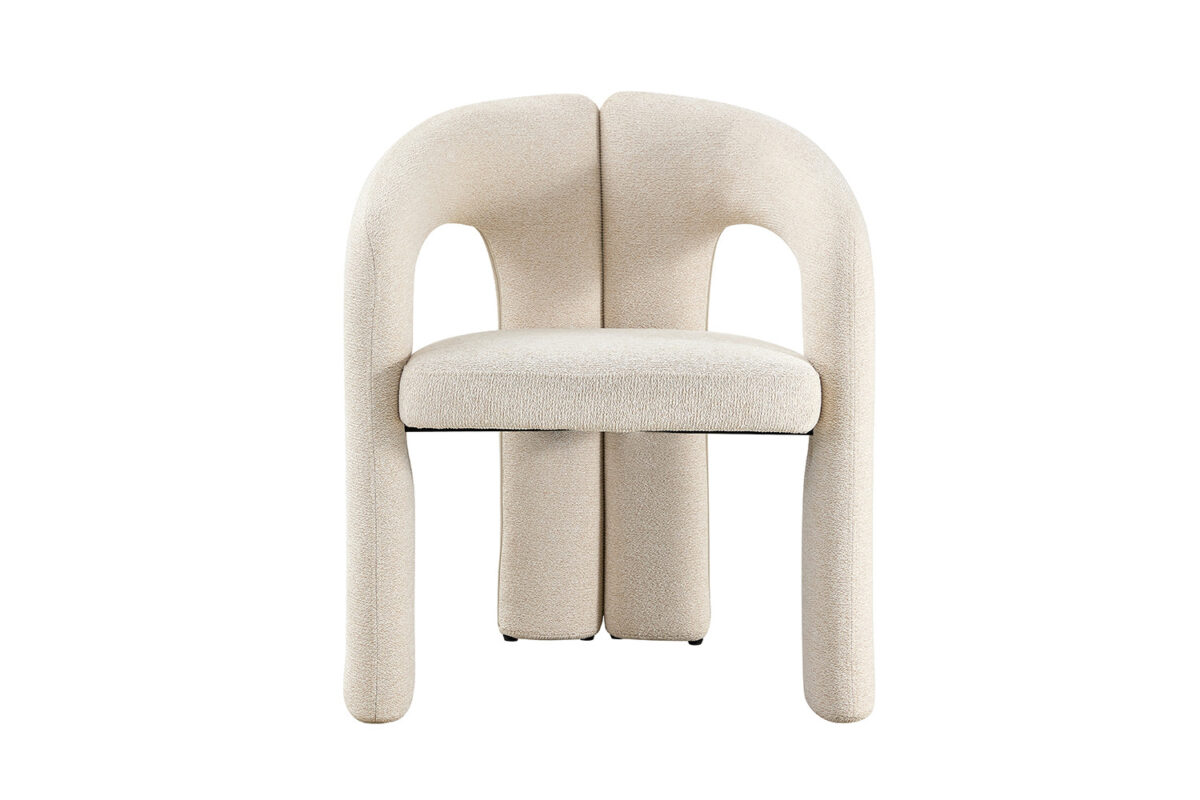 Eetkamerstoel Taormina Met armleuning beige bouclé Scandinavisch – foto 4