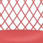 Minimalistische Stoel Rood Set van 4 | Nieuwe Sfeer: Detailopname van de rode stoel met open rugleuning in ruitpatroon.