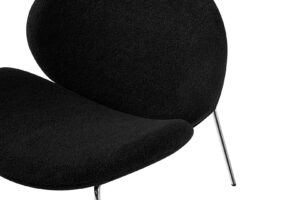 Stoel Jaden 100 Zwart Zilver Bouclé: Zwarte bouclé stoel met zilveren poten van Nieuwe Sfeer, set van 2.