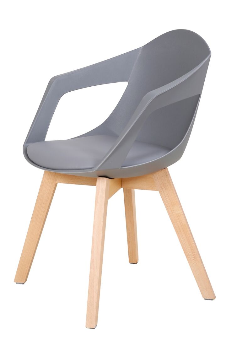 Stoel Chandra Grijs: Grijze stoel met houten poten | Nieuwe Sfeer