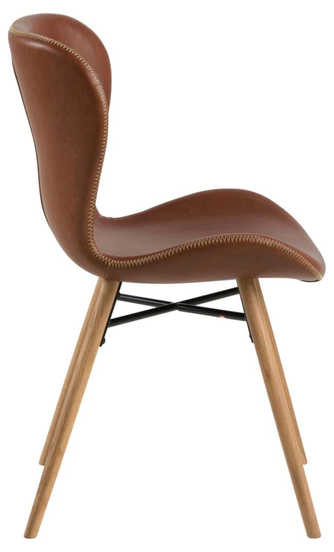 Batilda -A1 eetkamerstoel: bruine design stoel met houten poten.