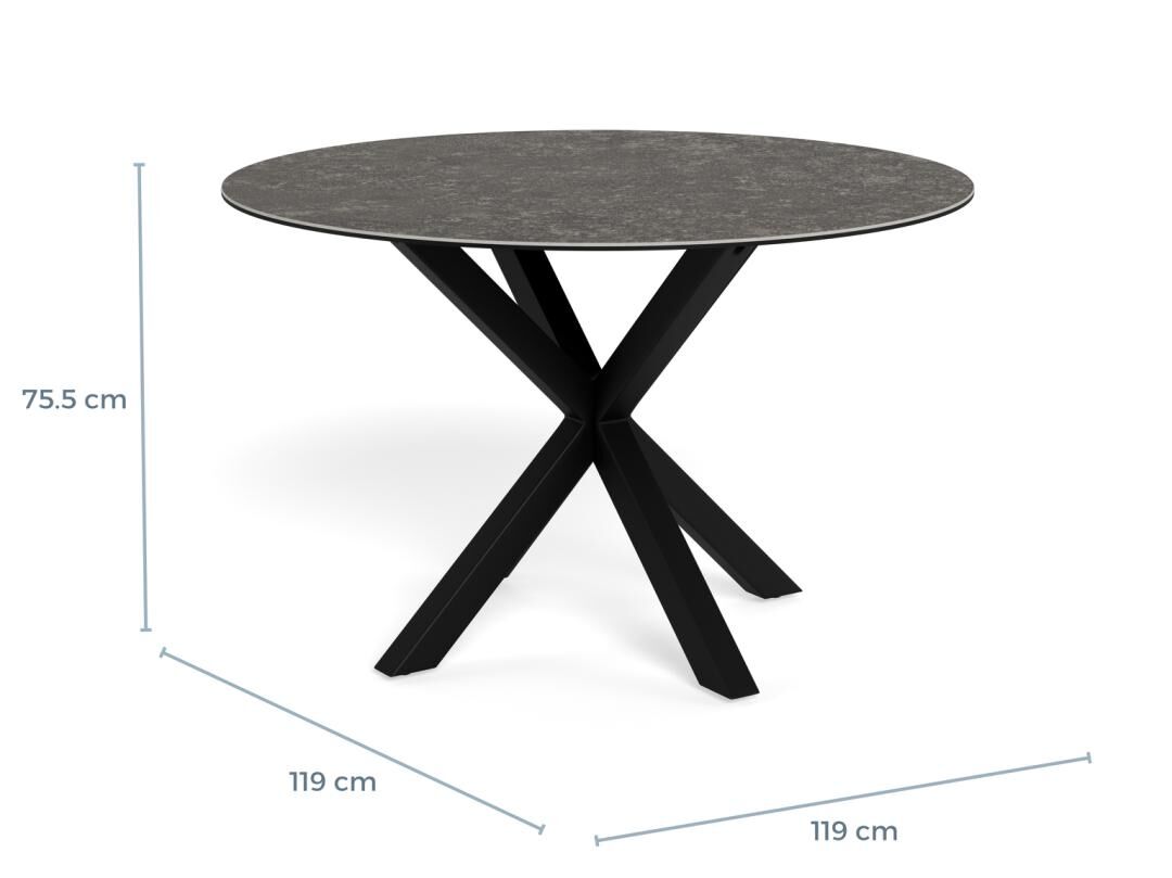 Eettafel Quoravvalo 119 cm rond keramiek staal - Afbeelding 9