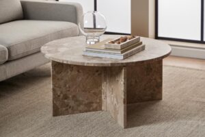 Salontafel Bruin, Roest 90 CM Rond Marmer